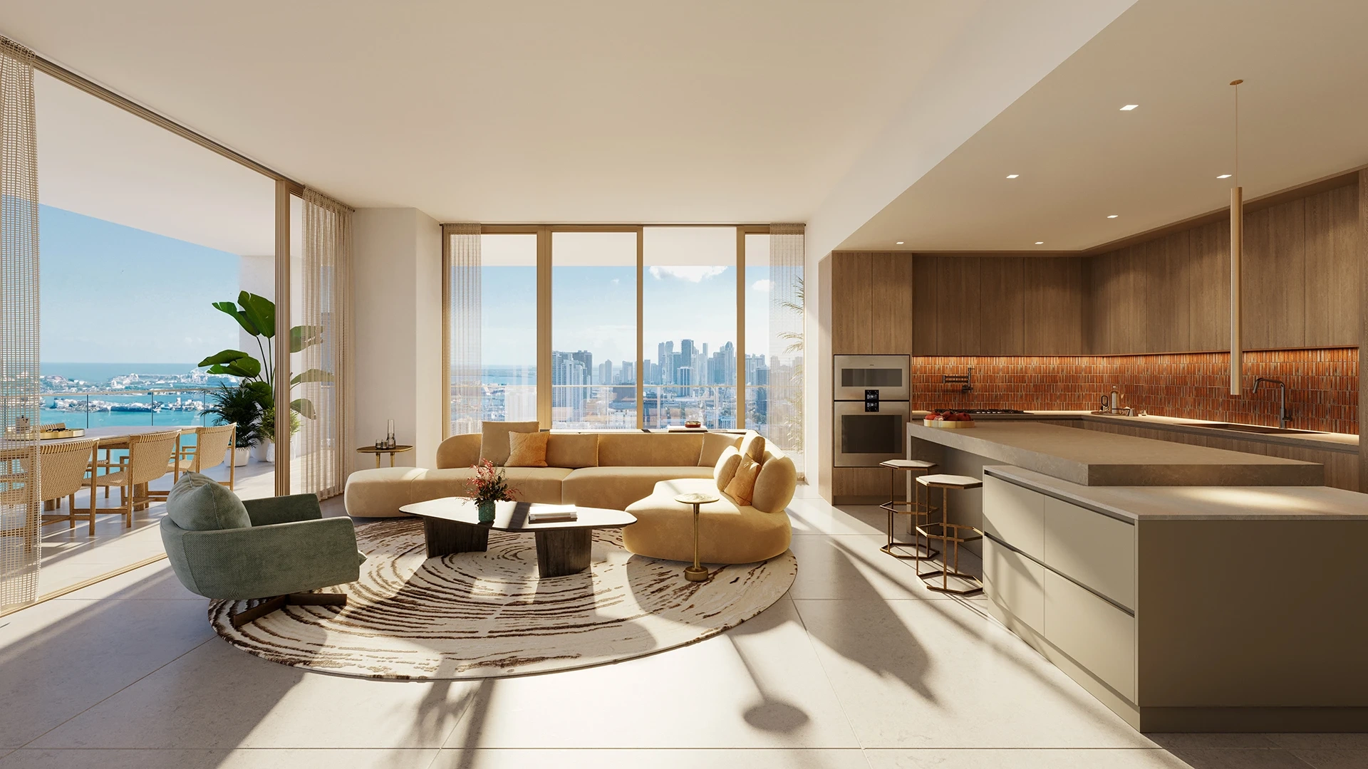 <h3>Fit for a World-Class Restaurant</h3>
<p>Kitchens feature Gaggenau stainless appliances with
panel-integrated refrigerator, induction cooktop and oven, and dishwasher.</p>